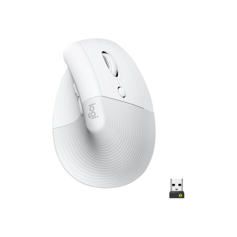 Logitech Lift Vertical Ergonomic Mouse - vertical mouse - Bluetooth, 2.4 GHz - off-white