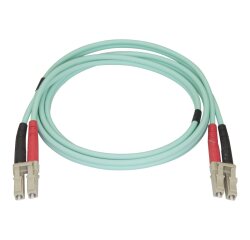 StarTech.com 1m LC/UPC naar LC/UPC OM4 Multimode Glasvezel Netwerkkabel, 50/125µm LOMMF/VCSEL Zipcord Fiber, 100G Netwerken, Low Insertion Loss, LSZH Fiber Patch Kabel