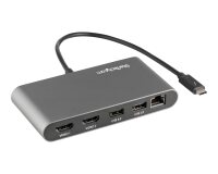 StarTech.com Mini-Station d'Accueil Thunderbolt à Deux Écrans, HDMI 4K 60Hz, Hub Sans Pilote pour Windows et Mac, Gigabit Ethernet, 1 port USB-A (USB 5Gbps), Câble de 28cm