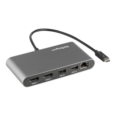 StarTech.com Mini Dock Thunderbolt 3 - Station d'Accueil Portable pour Deux Écrans avec HDMI 4K 60Hz, 2 x Hub USB-A (3.0/2.0), GbE - Câble de 28 cm - Adaptateur Multiport TB3 - Mac/Windows