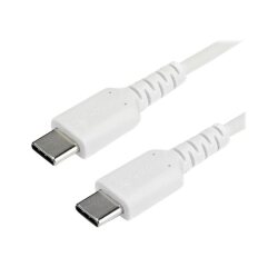 StarTech.com Câble de Charge Rapide USB-C de 1m, Robuste, Charge et Synchronisation, 60W (3A) PD, USB 2.0, Gaine TPE Blanche et Fibre d'Aramide - Cordon de Charge USB C