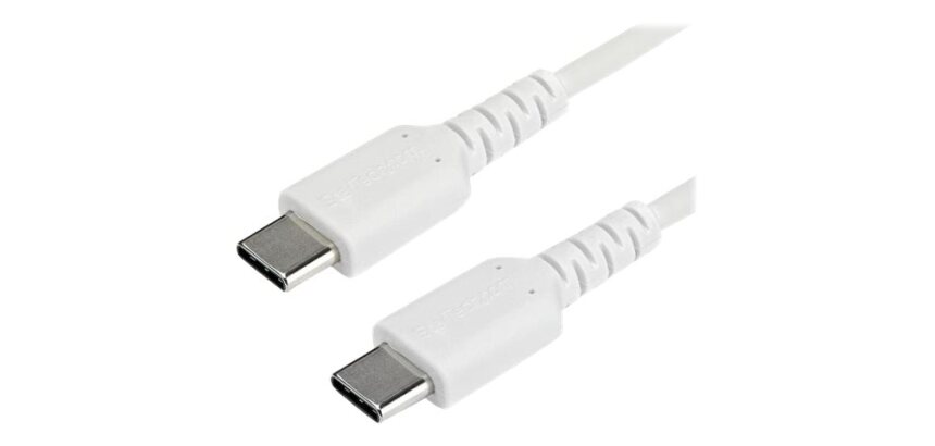 StarTech.com Câble de Charge Rapide USB-C de 1m, Robuste, Charge et Synchronisation, 60W (3A) PD, USB 2.0, Gaine TPE Blanche et Fibre d'Aramide - Cordon de Charge USB C