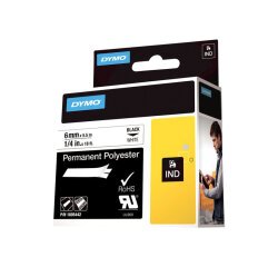 DYMO RHINO Etiquette industrielle en polyester noir/blanc