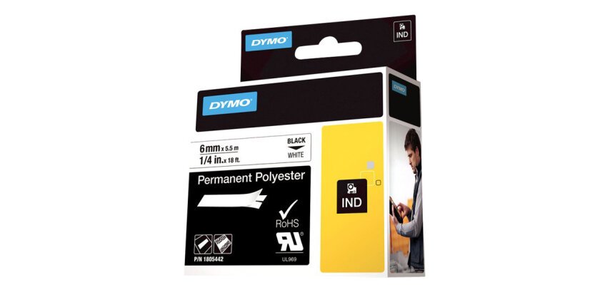 DYMO RHINO Etiquette industrielle en polyester noir/blanc