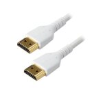 StarTech.com Câble HDMI Fin de 2m, Câble HDMI 2.0 Flexible Certifié Premium avec Ethernet, UHD 4K 60Hz HDR10, Conception Durable en Fibre d'Aramide avec Gaine en TPE, Blanc