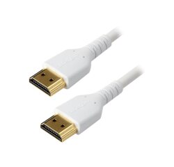 StarTech.com Câble HDMI Fin de 2m, Câble HDMI 2.0 Flexible Certifié Premium avec Ethernet, UHD 4K 60Hz HDR10, Conception Durable en Fibre d'Aramide avec Gaine en TPE, Blanc