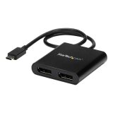 StarTech.com Adaptateur USB-C vers Double DisplayPort 1.2, Hub USB-C Multi-Moniteur MST, Double écran 4K 30Hz/1080p 60Hz DP Extender/Splitter pour Ordinateur Portable, Câble Intégré Extra-Long - Windows Uniquement