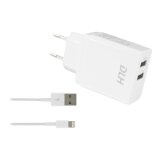 DLH CHARGEUR SECTEUR 2 PORTS USB 12W AVEC CABLE APPLE LIGHTNING POUR IPHONE ET IPAD