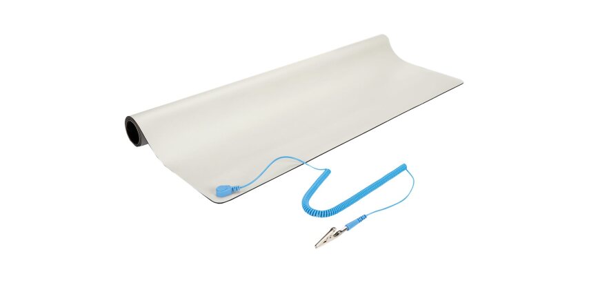 StarTech.com Tapis Antistatique ESD - 63,5x 69,8cm Sous-Couche de Mise à la Terre Électrique pour Bureau - Câble de Mise à la Terre avec Pince Inclus - Pour la Maison ou le Travail - Beige