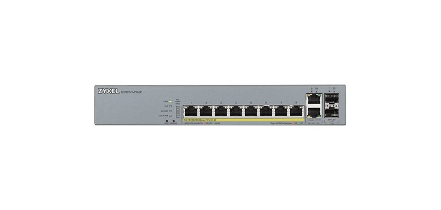 Zyxel GS1350-12HP-EU0101F commutateur réseau Géré L2 Gigabit Ethernet (10/100/1000) Connexion Ethernet, supportant l'alimentation via ce port (PoE) Gris