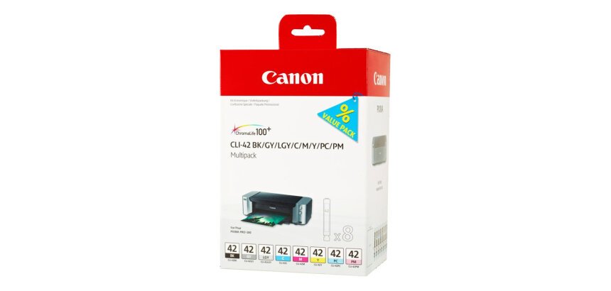 Canon CLI-42 BK/GY/LG/C/M/Y/PC/PM Multipack - 8-pack - gray, yellow, cyan, magenta, light gray, photo cyan, photo magenta - original - ink tank