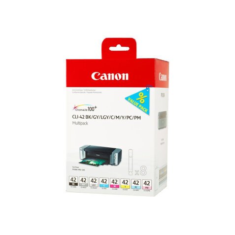 Canon CLI-42 BK/GY/LG/C/M/Y/PC/PM Multipack - 8er-Pack - Grau, Gelb, Cyan, Magenta, Hellgrau, Photo Cyan, Photo Magenta - original - Tintenbehälter