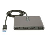 StarTech.com Adaptateur USB 3.0 vers 4x HDMI - Carte Vidéo & Graphique Externe - Convertisseur USB Type-A vers Quadruple Écran HDMI - 1080p 60Hz - Dongle Multi Écran USB A vers HDMI - Windows Uniquement