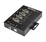 StarTech.com Hub Série 4 Ports USB vers RS232/RS485/RS422 - Convertisseur Industriel USB 2.0 vers DB9 - IP30 - Hub Série Métallique Montable sur Rail DIN - Protection ESD 15kV