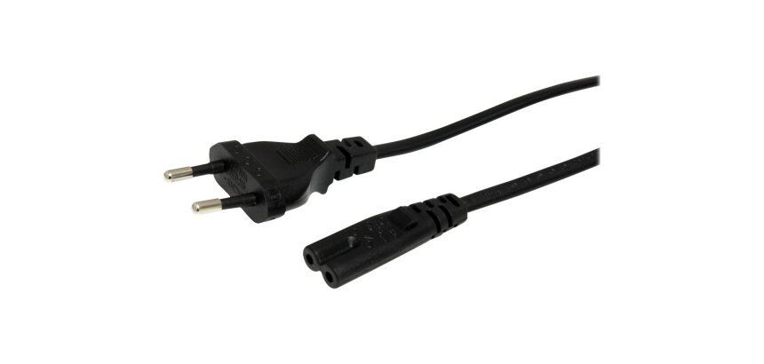 StarTech.com Cordon d'alimentation bipolaire standard EU vers C7 de 1m pour ordinateur portable - M/F - Noir