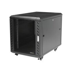 StarTech.com Armoire Rack Serveur 12U à 4 Montants, Armoire Verrouillable 19" pour Ordinateur/AV/Équipement IT, Rack Réseau pour Bureau/Domicile avec Roulettes et Rails de Montage Ajustables