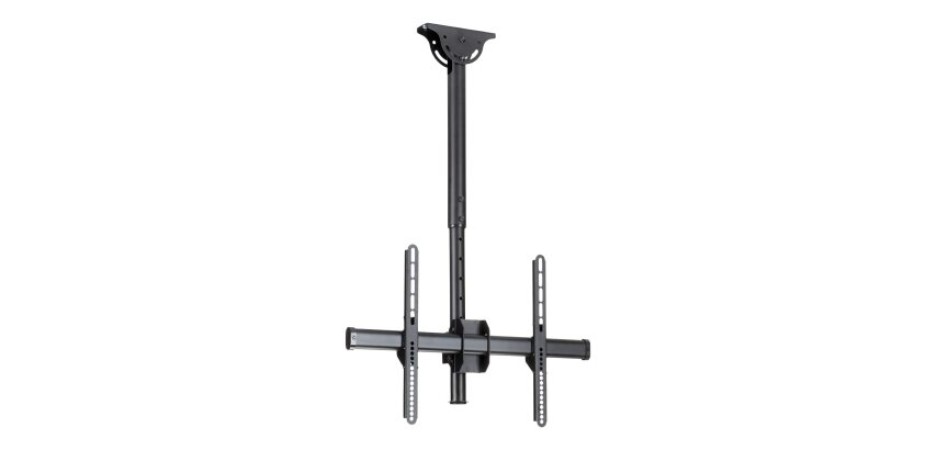 StarTech.com Support TV au Plafond - Support Universel pour Écran Unique avec Mât Court Télescopique Réglable - Inclinable/Pivotant - Support VESA pour Écrans 32"-75"
