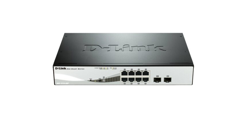 D-Link DGS-1210-08P Géré L2 Gigabit Ethernet (10/100/1000) Connexion Ethernet, supportant l'alimentation via ce port (PoE) Noir