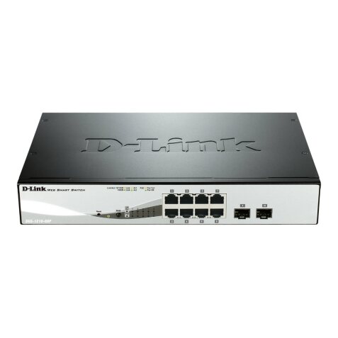 D-Link DGS-1210-08P Géré L2 Gigabit Ethernet (10/100/1000) Connexion Ethernet, supportant l'alimentation via ce port (PoE) Noir