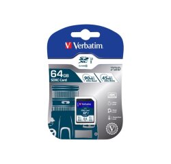 Verbatim PRO - Flash-Speicherkarte - 64 GB - SDXC UHS-I