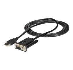 StarTech.com Adaptateur USB à 1 Port vers RS232 Série de 1,8m, Câble Adaptateur Série DCE DB9 FTDI, Null Modem, USB 2.0 - TAA