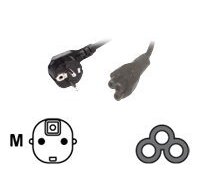 MCL Power Cord Terre Black 2.0m Noir 2 m Prise d'alimentation type F Coupleur C5