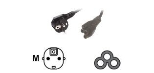 MCL Power Cord Terre Black 2.0m Noir 2 m Prise d'alimentation type F Coupleur C5