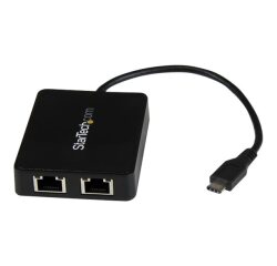 StarTech.com Adaptateur USB-C vers Ethernet Gigabit Double avec Port USB 3.0 (Type-A) - Adaptateur Réseau Gigabit USB Type-C