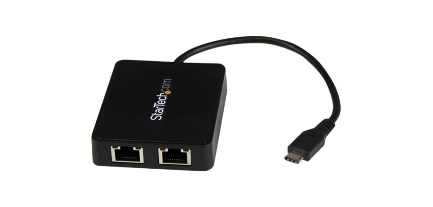 StarTech.com Adaptateur USB-C vers Ethernet Gigabit Double avec Port USB 3.0 (Type-A) - Adaptateur Réseau Gigabit USB Type-C