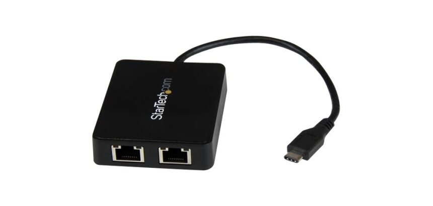 StarTech.com Adaptateur USB-C vers Ethernet Gigabit Double avec Port USB 3.0 (Type-A) - Adaptateur Réseau Gigabit USB Type-C