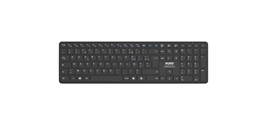 Port Designs 900903-R-FR clavier Maison RF sans fil + Bluetooth AZERTY Français Noir