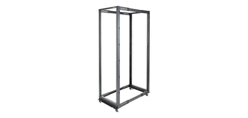 StarTech.com Rack Serveur Mobile 42U à 4 Montants, Rack Réseau 19" à 4 Montants avec Roulettes, Rack Roulant avec Profondeur Ajustable pour PC/AV/Données/IT - Roulettes, Pieds de Mise à Niveau ou Montage au Sol