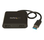 StarTech.com Adaptateur USB 3.0 vers Dual HDMI - 2x1080p / 1x4K 30Hz - Carte Graphique/Vidéo Externe - Adaptateur d'Affichage Double Écran USB Type-A vers HDMI - Uniquement Windows - Noir
