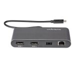 StarTech.com Mini-Station d'Accueil Thunderbolt à Seux Écrans, DisplayPort 4K 60 Hz, Hub Sans Pilote pour Windows et Mac, Gigabit Ethernet, 1 Port USB-A (USB 5 Gbps), Câble de 28cm