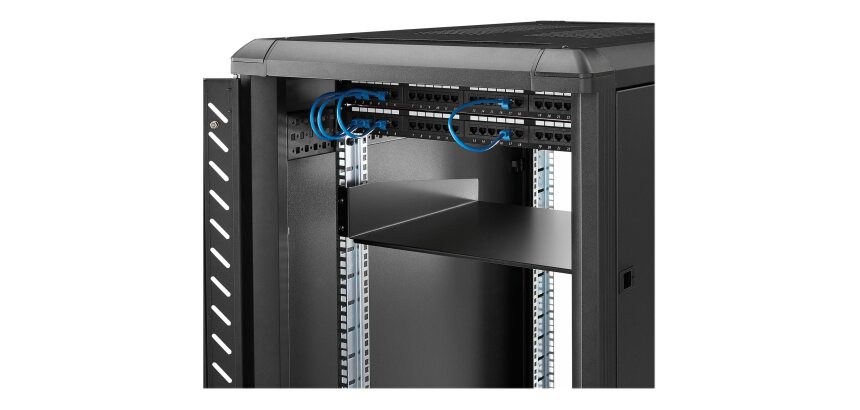 StarTech.com Étagère Rack Serveur 2U - Étagère Cantilever Universelle pour Armoire Rack d'Équipement Réseau 19" - Acier Haute Résistance - Poids Max 20kg - Profondeur de 16", Noir
