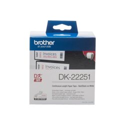Ruban continu papier adhésif 62 mm x 15,24 m impression bicolore Noir&Rouge/Blanc DK22251