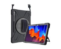 DLH Coque renforcée avec emplacement stylet, bandoulière, poignée rotative et pied support pour SAMSUNG Galaxy Tab S7 FE (SM-T730 / SM-T733 / SM-T735 / SM-T736 / SM-T737) / Galaxy Tab S7+ (SM-T970 / SM-T975 / SM-T976) et Galaxy Tab S8+ (SM-X800 / SM-X806)