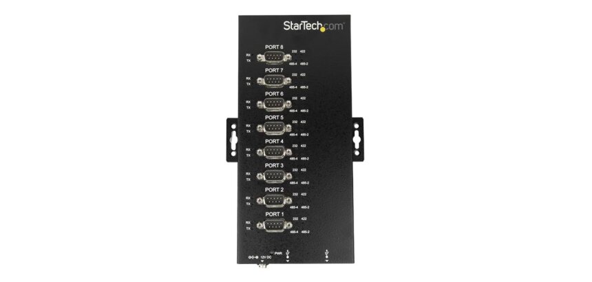 StarTech.com Hub Série 8 Ports USB vers RS232/RS485/RS422 - Convertisseur Industriel USB 2.0 vers DB9 - IP30 - Hub Série Métallique Montable sur Rail DIN - Protection ESD 15kV