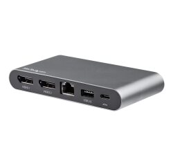 StarTech.com Dock USB-C à double affichage Displayport 4K - Mini Station d'Accueil - Power Delivery Passthrough 100 W - GbE - Hub USB-A 2 Ports - Adaptateur Multiport USB Type C - Câble 1m