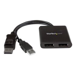 StarTech.com Répartiteur DisplayPort 1.2 à Deux Moniteurs, Adaptateur Multi-Moniteur DisplayPort vers 2x DP, Hub MST Double pour Ordinateur 4K 30Hz ou 1080p 60Hz, Alimentation par Bus USB - Windows Uniquement