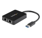 StarTech.com Adaptateur USB 3.0 à Double Port Gigabit Ethernet avec port USB - 10/100/100 - Adaptateur NIC Réseau USB Gigabit LAN