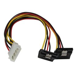 StarTech.com Câble répartiteur d'alimentation en Y LP4 vers 2 SATA à angle droit et verrouillage 30 cm - LP4 4 broches vers deux SATA