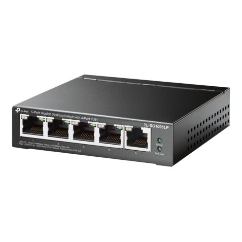 TP-Link TL-SG1005LP commutateur réseau Non-géré Gigabit Ethernet (10/100/1000) Connexion Ethernet, supportant l'alimentation via ce port (PoE) Noir