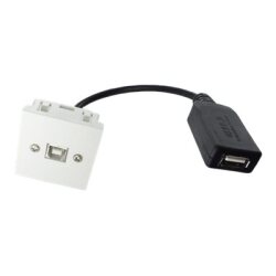 Neklan Plastron45x45USB B F/USB A F ampli-0,2m câble USB USB 2.0 USB B Noir, Blanc