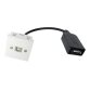 Neklan Plastron45x45USB B F/USB A F ampli-0,2m câble USB USB 2.0 USB B Noir, Blanc
