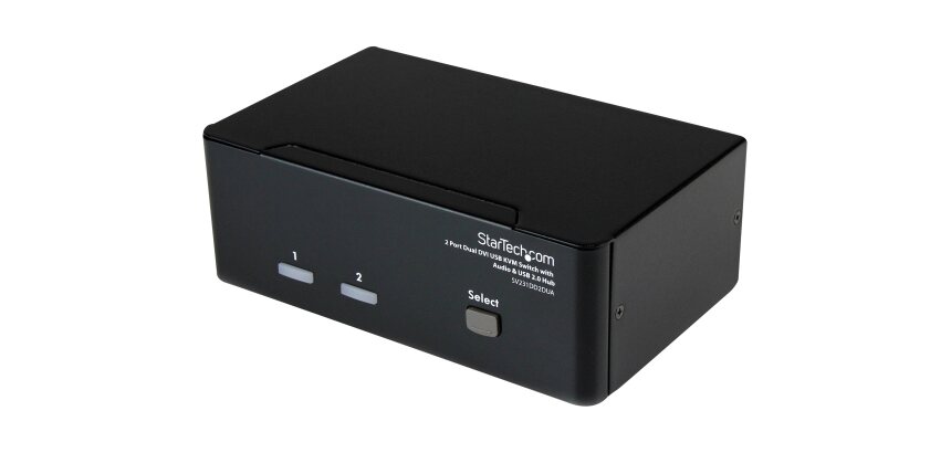 StarTech.com Commutateur KVM USB et double DVI à 2 ports avec audio et hub USB 2.0