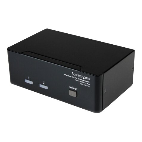 StarTech.com Commutateur KVM USB et double DVI à 2 ports avec audio et hub USB 2.0