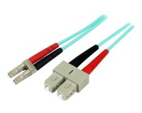 StarTech.com 2m LC/UPC naar SC/UPC OM3 Multimode Glasvezel Netwerkkabel, Full Duplex 50/125µm Zipcord Fiber, 100G Netwerken, LOMMF/VCSEL, <0.3dB Low Insertion Loss, LSZH Fiber Optic Patch Kabel