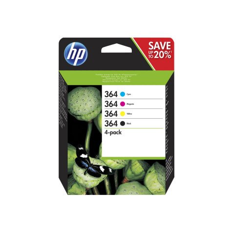 HP 364 pack de 4 cartouches d'encre noir/cyan/magenta/jaune authentiques