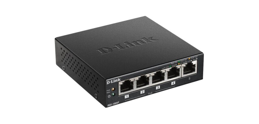 D-Link DGS-1005P/E commutateur réseau Non-géré Gigabit Ethernet (10/100/1000) Connexion Ethernet, supportant l'alimentation via ce port (PoE) Noir